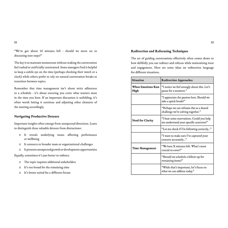 The High-Impact 1:1 Playbook, a guide for effective manager check-ins, showcasing structured frameworks and templates for productive team meetings.