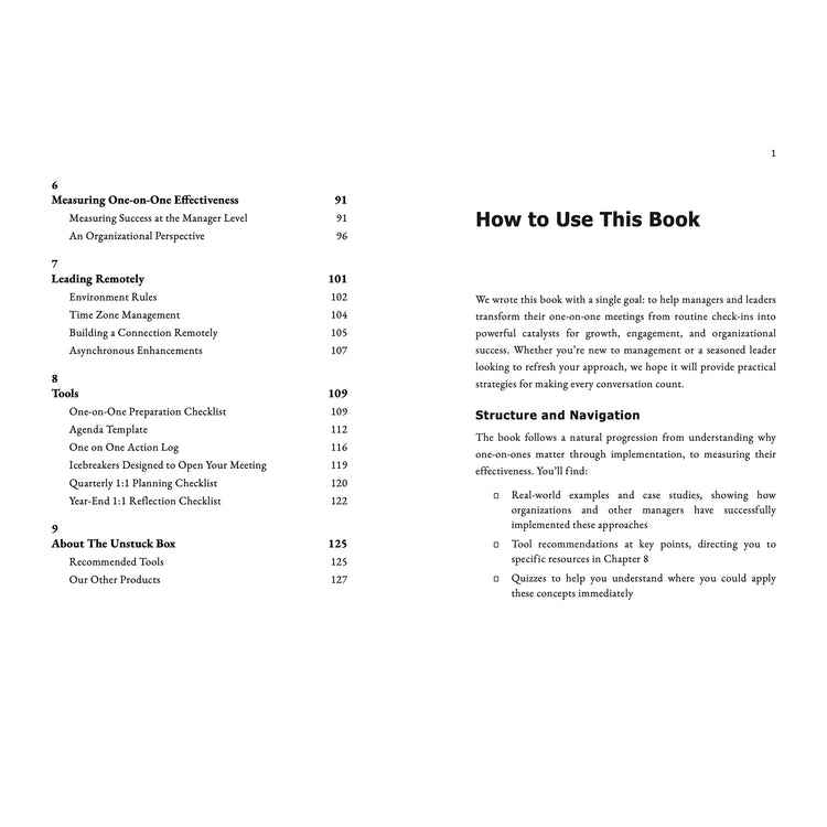 The Unstuck Box® 1-to-1 Core Kit (5 + 1 Bundle) includes five conversation decks and a free High-Impact 1:1 Playbook for enhancing workplace interactions.