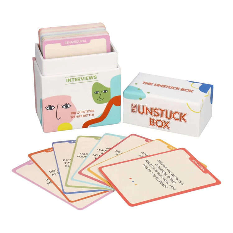 Manager Box Bundle featuring a white box with cards, designed to enhance communication, team morale, productivity, and leadership growth.