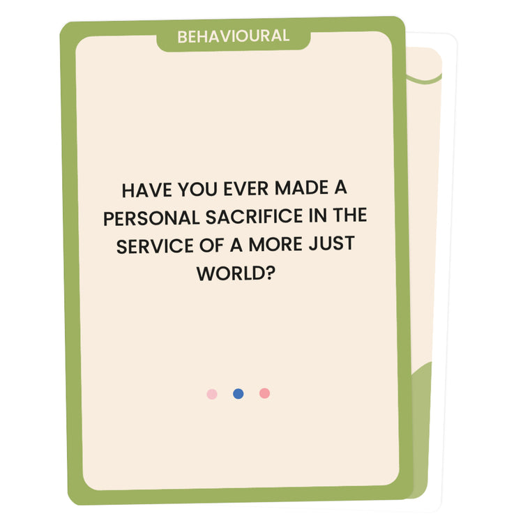 The Unstuck Box: Interviews deck, featuring 100 structured interview cards with questions and prompts to assess candidates' skills and fit for your organization.