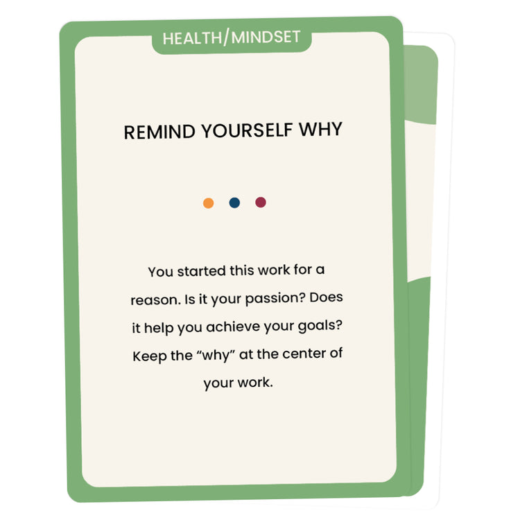 The Unstuck Box: Motivation, featuring a card with motivational text, designed to help improve workday productivity and build a supportive network.