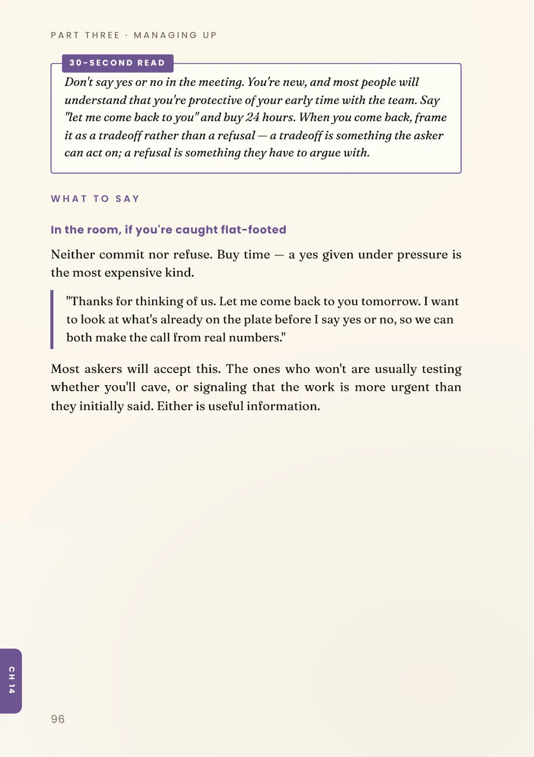 Field Book preview page 15: Managing up script